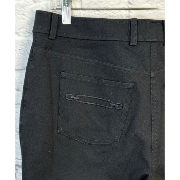 St. John Womens Black Denim Pants Jeans SIZE 12 Wide Straight Leg High Rise NEW - Picture 5 of 7
